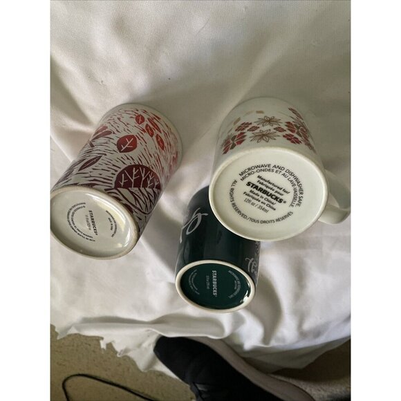Starbucks Holiday Ceramic Mug Set Of 3 - Fall Leaves Thankful & Winter Snowflake - Picture 11 of 12